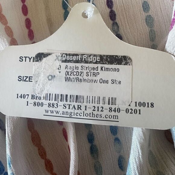 Angie White and Rainbow striped kimono - One size fits most NWT - Picture 6 of 6